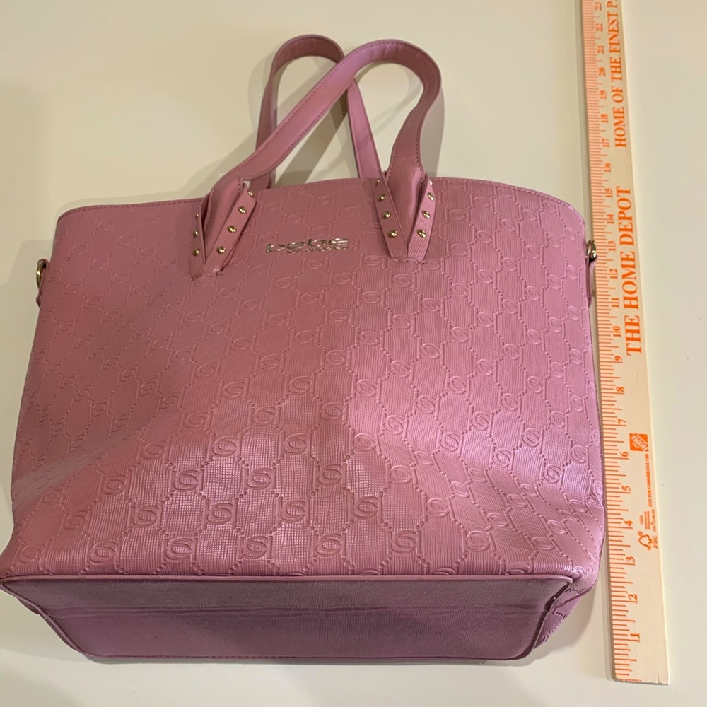 Bebe shoulder large purse dusty pink logo with gold hardware